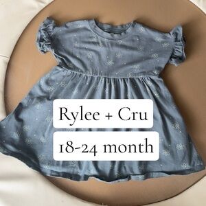 Rylee + Cru Dusty Blue Floral Puff Sleeve Dress